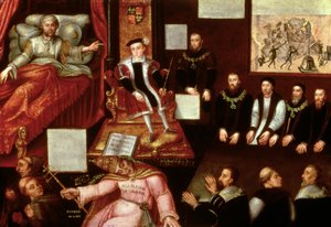 Le roi Édouard VI (1537-53) et le pape, vers 1570 - English School